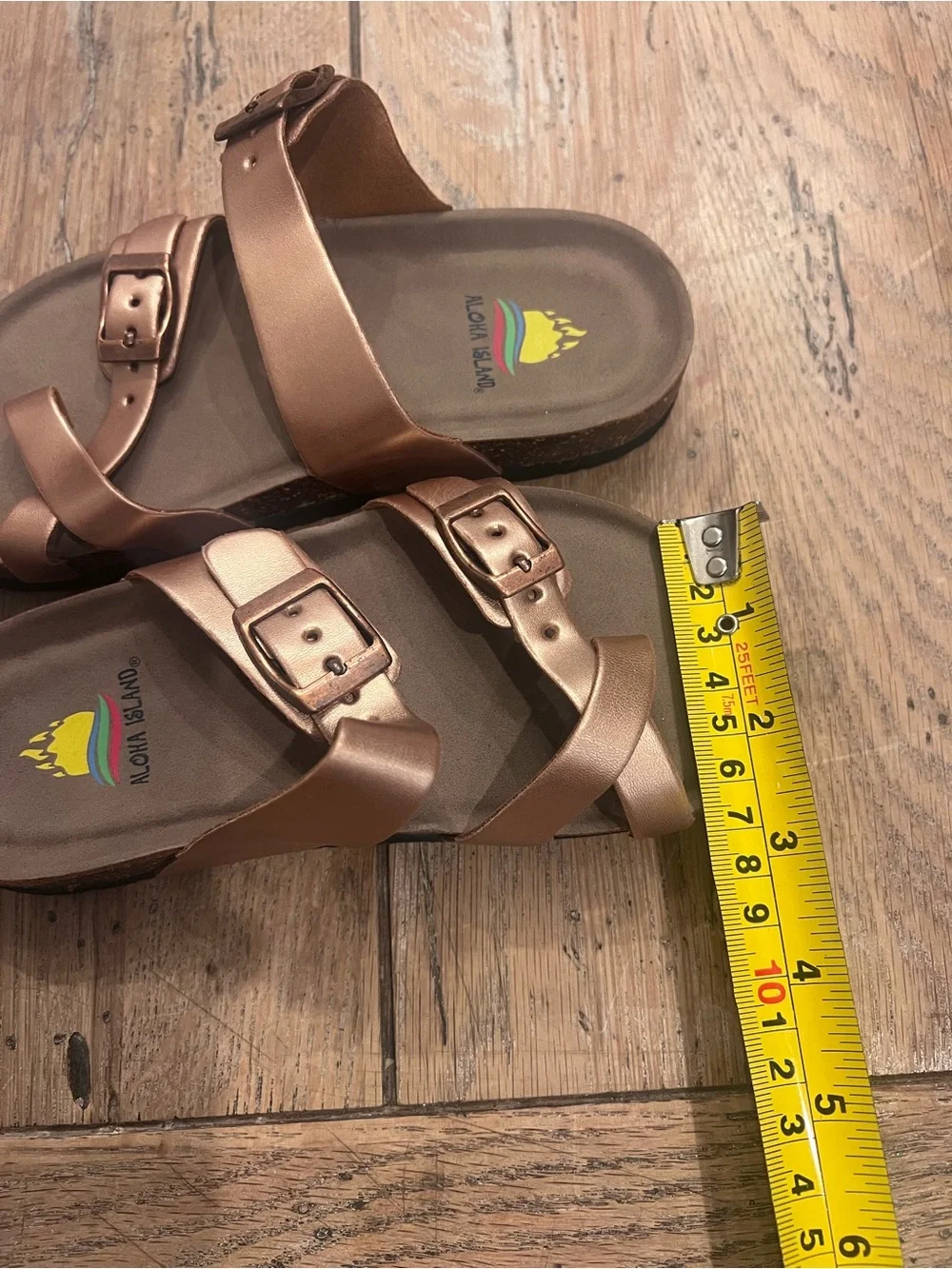 Aloha Island Children’s Strappy Buckle Sandals Rose Gold Adjustable US 4/5